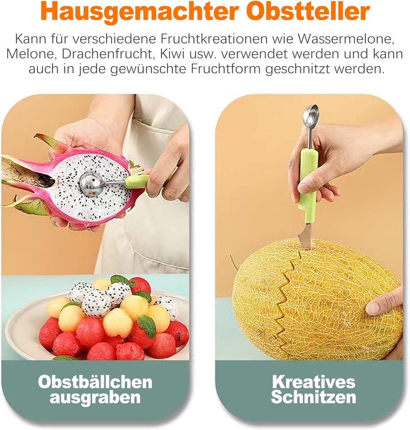 CoguZed Melon Baller Scoop Set, Melon Scooper and Fruit Carving Tools, Melon Baller with Cookie Scoop Set for Ice Cream, Melons & Cookie Dough - Image 4